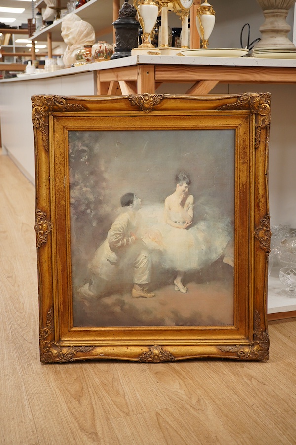 After T. Webster, ‘The Puppets’, oleograph on canvas, 59 x 49cm, gilt frame